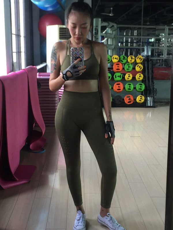 2 Piece Set Workout Clothes for Women Sports Bra and Leggings Set Sports Wear for Women Gym Clothing Athletic Yoga Set - Vimost Shop