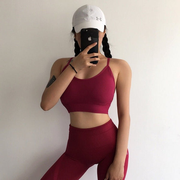 2 Piece Set Workout Clothes for Women Sports Bra and Leggings Set Sports Wear for Women Gym Clothing Athletic Yoga Set - Vimost Shop