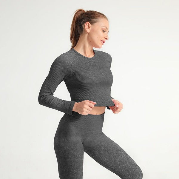 2 Piece Yoga Set Sports Bra and Leggings Jogging Women Gym Set Clothes Seamless Workout Sports Tights Women Fitness Sports Suit - Vimost Shop