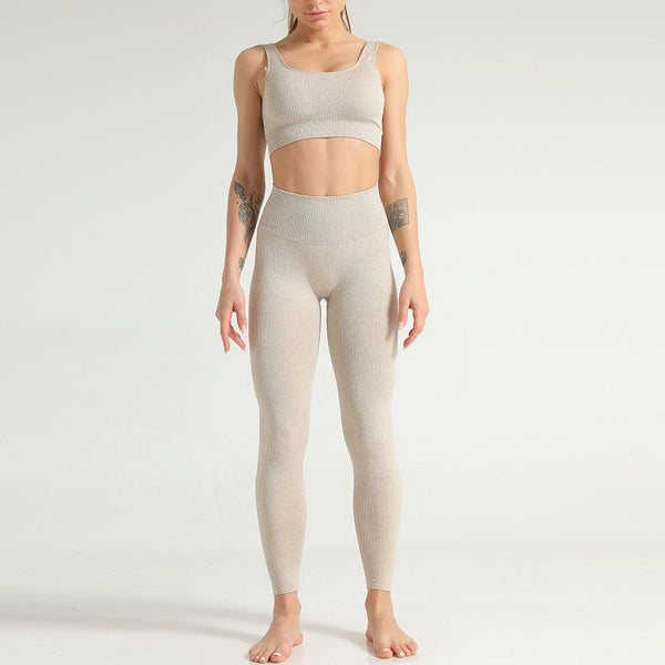 2 Piece Yoga Set Sports Bra and Leggings Jogging Women Gym Set Clothes Seamless Workout Sports Tights Women Fitness Sports Suit - Vimost Shop