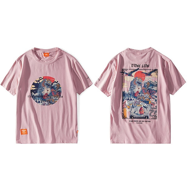Harajuku T Shirt Men Hip Hop T-Shirt Stone Lion Chinese Streetwear Summer Tshirts Short Sleeve Cotton Tops Tees Hipster New | Vimost Shop.