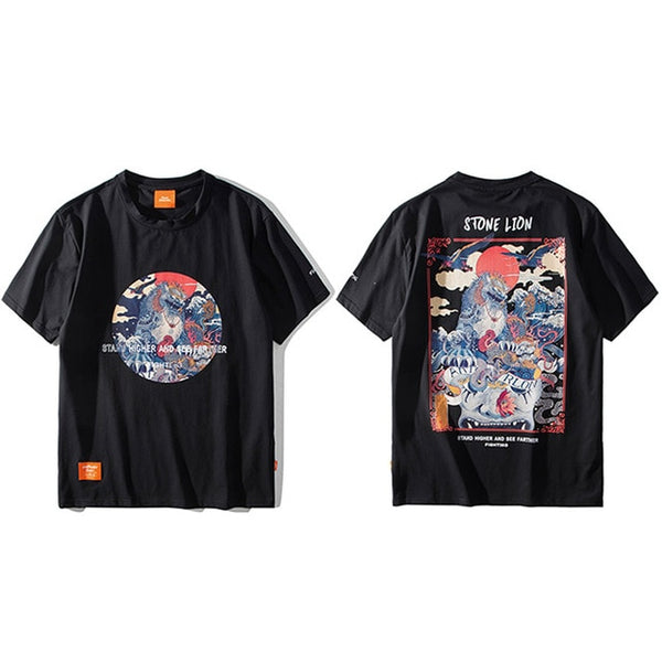 Harajuku T Shirt Men Hip Hop T-Shirt Stone Lion Chinese Streetwear Summer Tshirts Short Sleeve Cotton Tops Tees Hipster New | Vimost Shop.