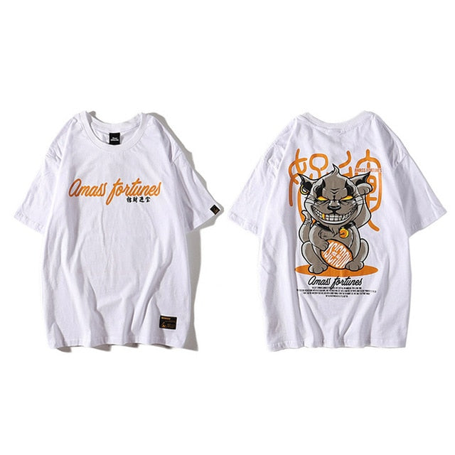 Hip Hop T Shirt Funny Evil Furtune Cat Print T-shirts Men Harajuku Streetwear Summer Tshirt Cotton Short Sleeve Tops Tees | Vimost Shop.
