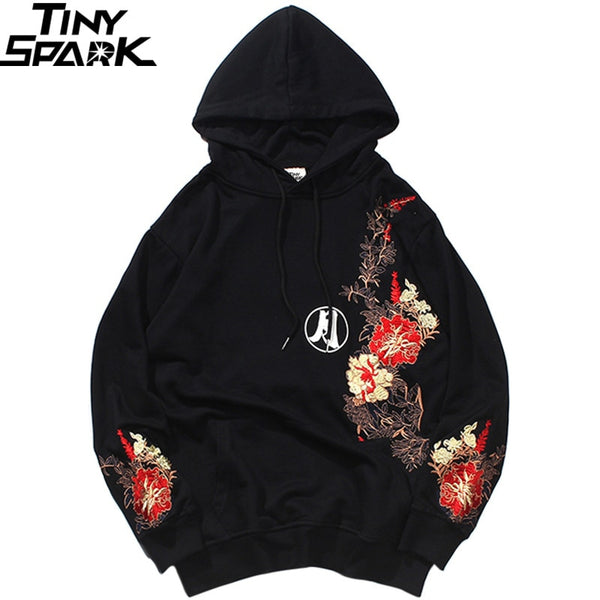 Hip Hop Hoodie Sweatshirt Embroidered Floral Full Moon Rabbit Harajuku Streetwear Hoodie Pullover Cotton Autumn Hipster | Vimost Shop.