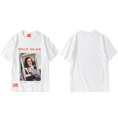 Men Hip Hop T Shirt Funny Smoking Mona Lisa T-Shirt Streetwear Summer Tshirts Short Sleeve Cotton Tops Tees Street Wear