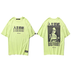 Men Hip Hop T Shirt Smoking Sister Picture Retro T-Shirt Streetwear Harajuku Tshirt Oversized Summer Black Tops Tees Cotton