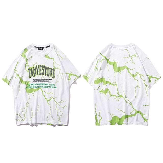 Mens Hip Hop Dark Lightning Tshirt Streetwear Summer Cotton Harajuku T-Shirts Short Sleeve Tops Tees Street Wear | Vimost Shop.