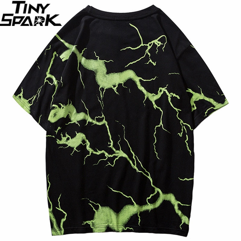 Mens Hip Hop Dark Lightning Tshirt Streetwear Summer Cotton Harajuku T-Shirts Short Sleeve Tops Tees Street Wear | Vimost Shop.