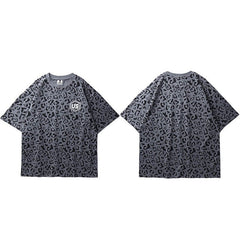 Hip Hop Streetwear Oversize T Shirt Leopard Print Harajuku Tshirt Summer Short Sleeve Tops Tee Cotton Purple Loose T-Shirt