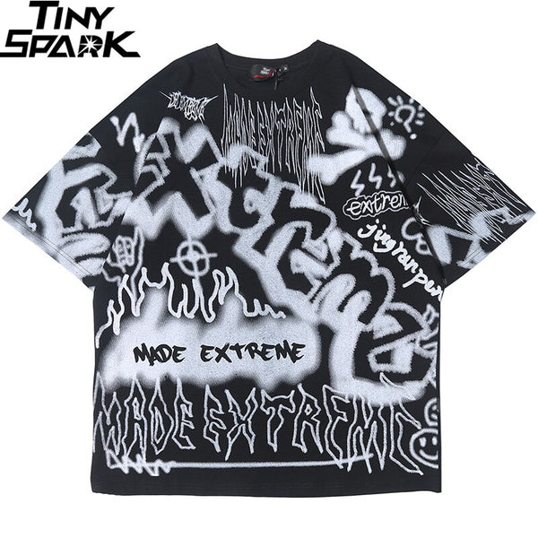 Hip Hop T Shirt Oversize Streetwear Men Graffiti Tshirt Short Sleeve Cotton Summer Harajuku T-Shirt Loose HipHop Green New | Vimost Shop.