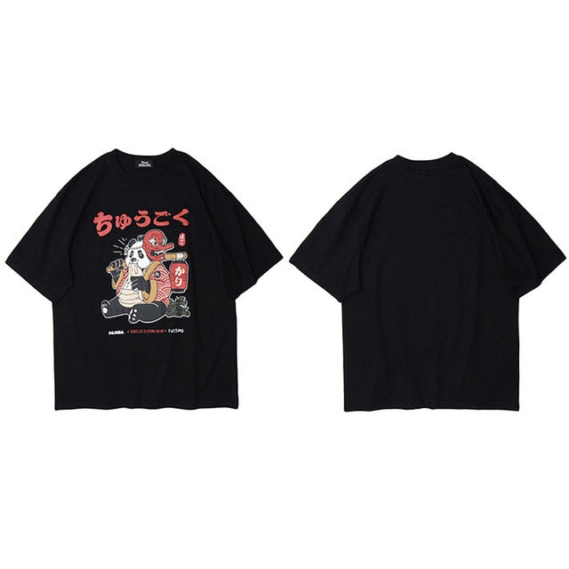 Japanese Streetwear T Shirt Men Hip Hop Funny Fat Panda Samurai T-Shirt Summer Short Sleeve Tshirt Harajuku Cotton Tees New | Vimost Shop.