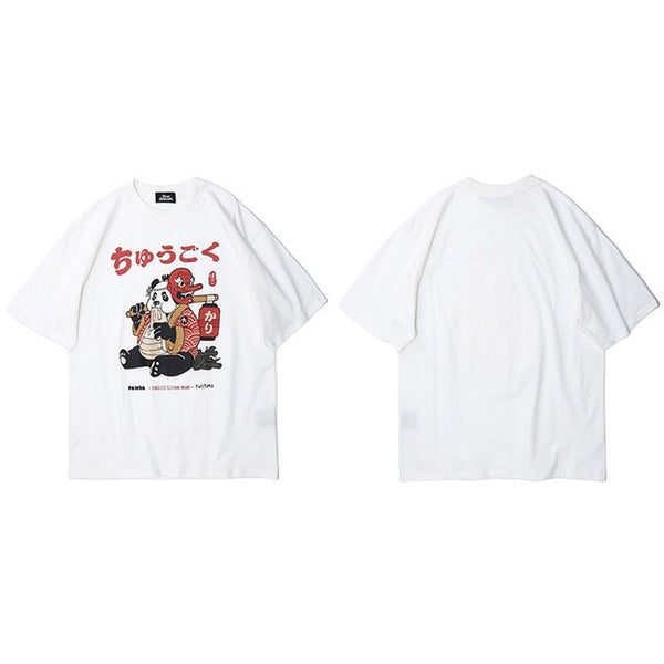 Japanese Streetwear T Shirt Men Hip Hop Funny Fat Panda Samurai T-Shirt Summer Short Sleeve Tshirt Harajuku Cotton Tees New | Vimost Shop.