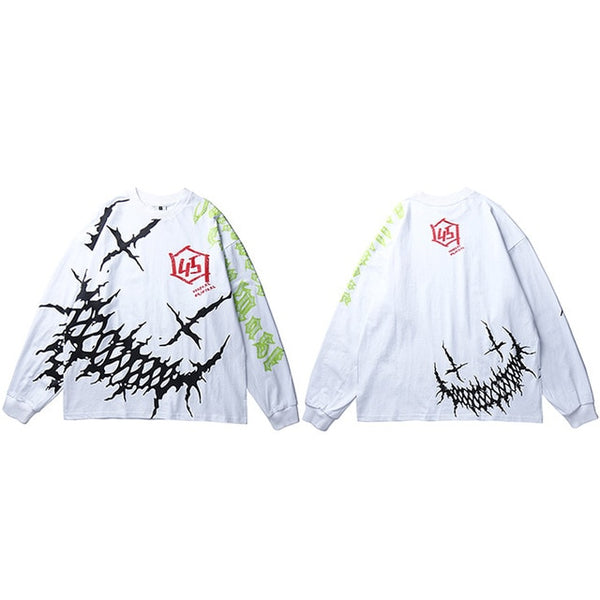 Men Graffiti T Shirt Hip Hop Oversize Streetwear Long Sleeve Harajuku Tshirt Spring HipHop Loose T-shirt Cotton Tops Tees | Vimost Shop.