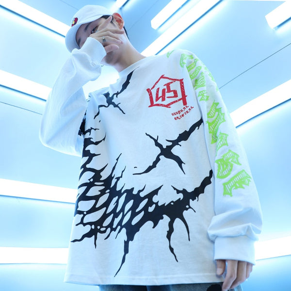 Men Graffiti T Shirt Hip Hop Oversize Streetwear Long Sleeve Harajuku Tshirt Spring HipHop Loose T-shirt Cotton Tops Tees | Vimost Shop.