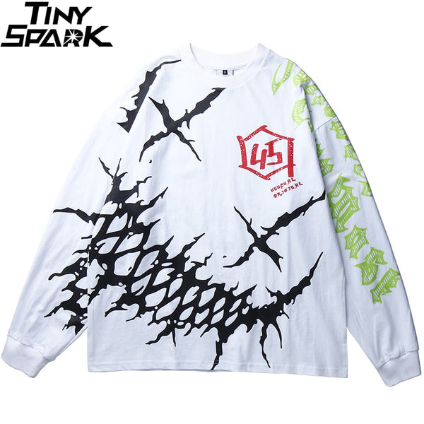 Men Graffiti T Shirt Hip Hop Oversize Streetwear Long Sleeve Harajuku Tshirt Spring HipHop Loose T-shirt Cotton Tops Tees | Vimost Shop.