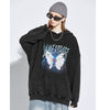 Men Hip Hop Hoodie Sweatshirt Lightning Butterfly Streetwear Hoodie Retro Vintage Washed Black Hooded Pullover Harajuku | Vimost Shop.