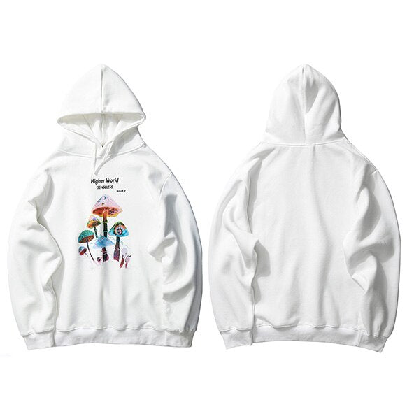 Men Hip Hop Streetwear Rainbow Mushroom Hoodie Sweatshirt Fleece Winter Harajuku Hoodie Pullover Cotton Hooded Sweatshirt | Vimost Shop.