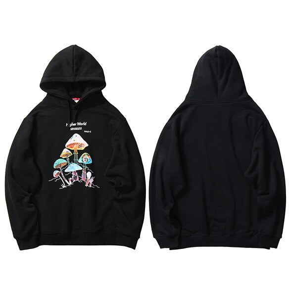 Men Hip Hop Streetwear Rainbow Mushroom Hoodie Sweatshirt Fleece Winter Harajuku Hoodie Pullover Cotton Hooded Sweatshirt | Vimost Shop.