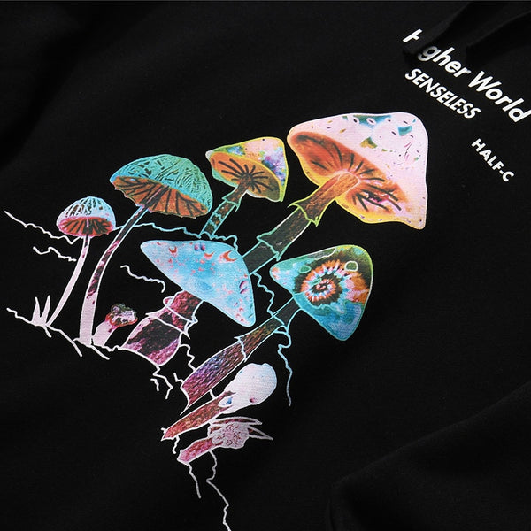 Men Hip Hop Streetwear Rainbow Mushroom Hoodie Sweatshirt Fleece Winter Harajuku Hoodie Pullover Cotton Hooded Sweatshirt | Vimost Shop.
