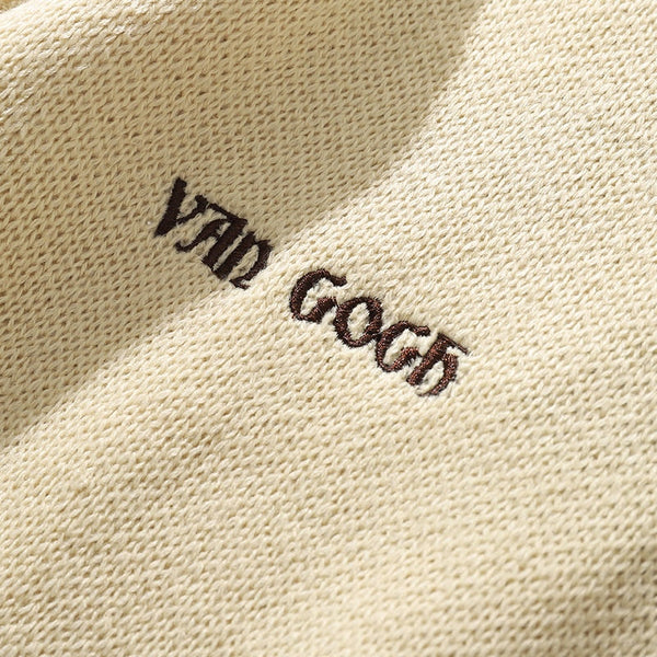 Men Hip Hop Sweater Pullover Streetwear Van Gogh Painting Embroidery Knitted Sweater Retro Vintage Autumn Sweaters Cotton | Vimost Shop.