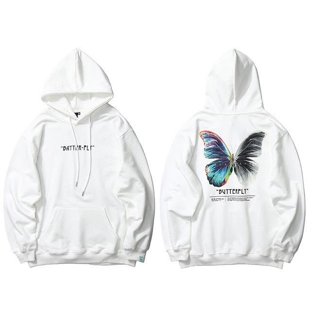 Men Hip Hop Sweatshirt Hoodie Color Butterfly Streetwear Harajuku Pullover Hoodie Cotton Fleece Winter Autumn Black Hoodie | Vimost Shop.