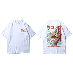 Men Hip Hop T Shirt Harajuku Japanese Monster Attack Funny T-Shirt Streetwear HipHop Cartoon Tshirt Summer Tops Tees Cotton