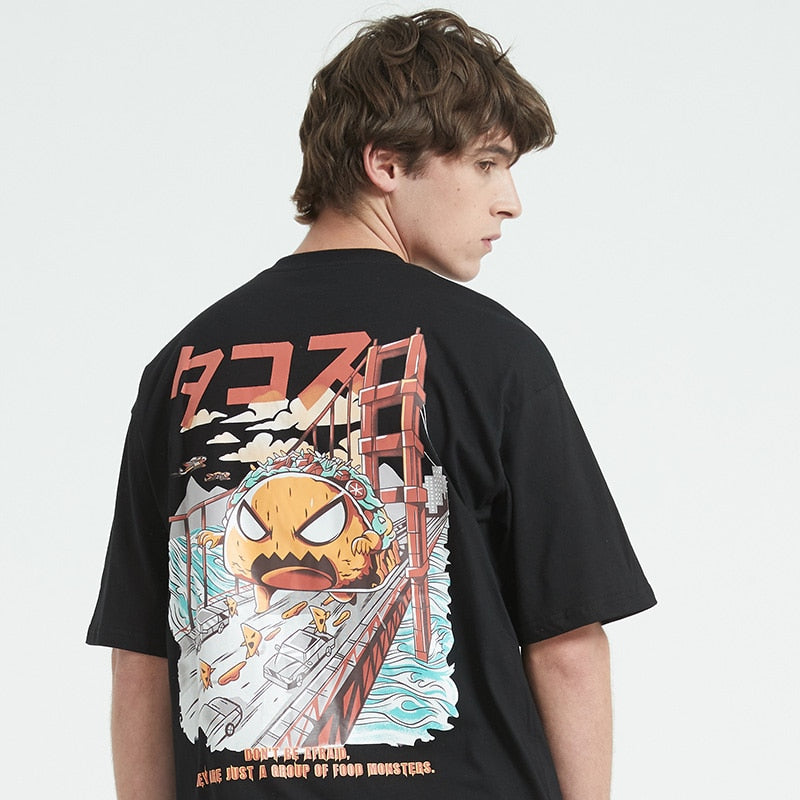 Men Hip Hop T Shirt Harajuku Japanese Monster Attack Funny T-Shirt Streetwear HipHop Cartoon Tshirt Summer Tops Tees Cotton | Vimost Shop.