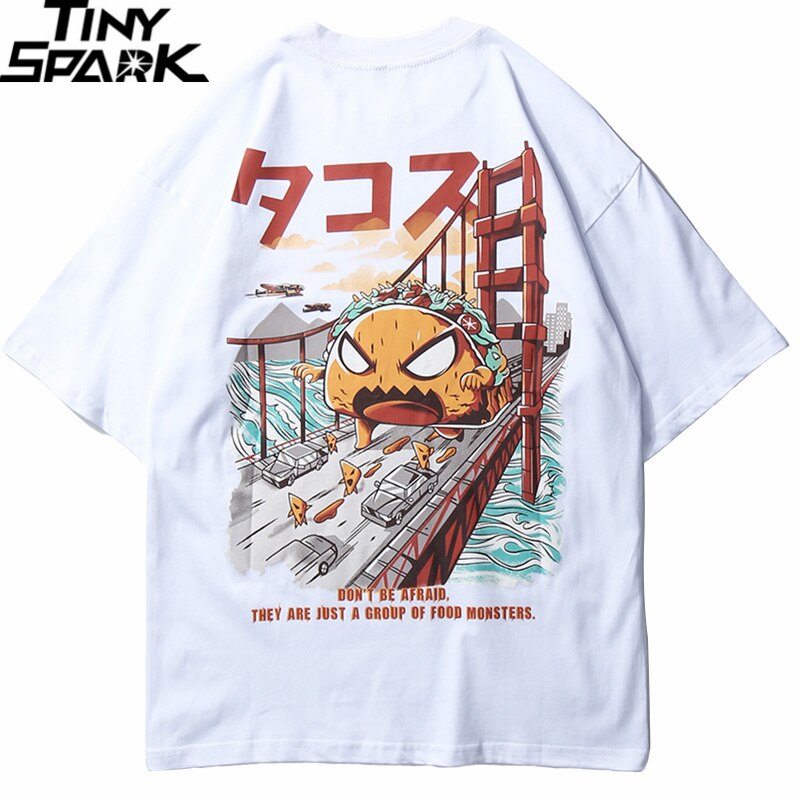 Men Hip Hop T Shirt Harajuku Japanese Monster Attack Funny T-Shirt Streetwear HipHop Cartoon Tshirt Summer Tops Tees Cotton | Vimost Shop.