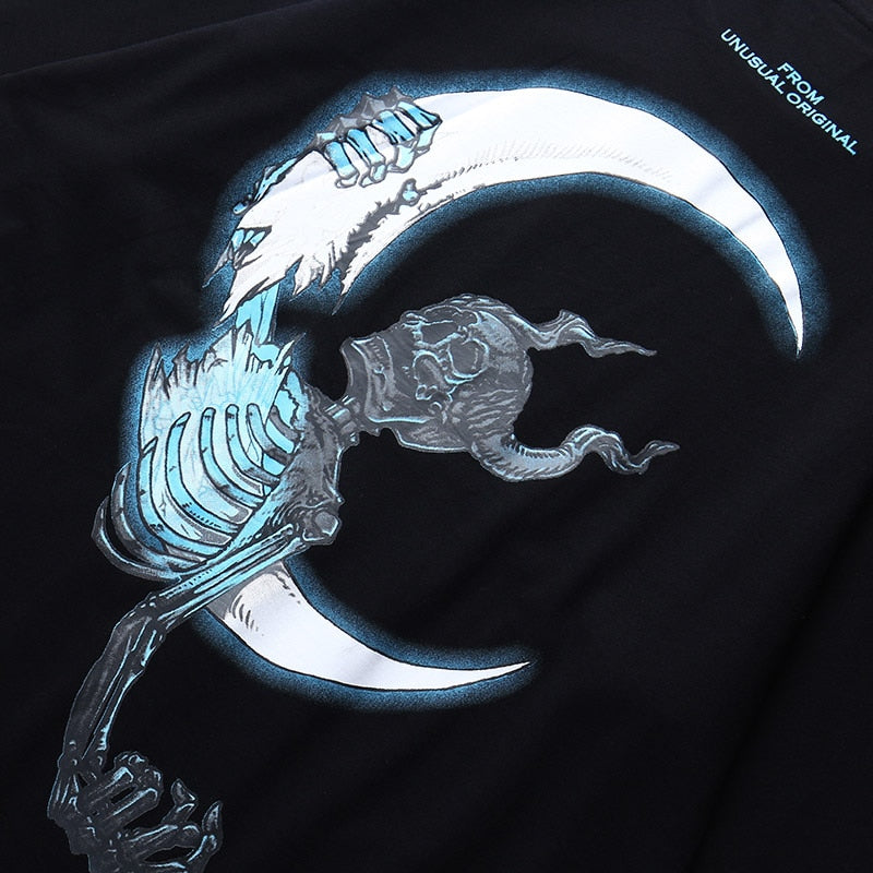 Men Hip Hop T Shirt Lightning Skull Moon Streetwear T-Shirt Oversize Hiphop Loose Tshirts Summer Short Sleeve Tees Cotton | Vimost Shop.