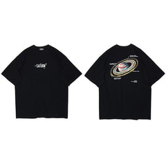 Men Hip Hop T Shirt Planet Saturn Print Streetwear Tshirt Harajuku Summer Short Sleeve T-Shirt Hiphop Cotton Tops Tees New