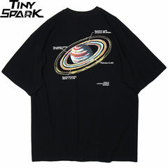Men Hip Hop T Shirt Planet Saturn Print Streetwear Tshirt Harajuku Summer Short Sleeve T-Shirt Hiphop Cotton Tops Tees New