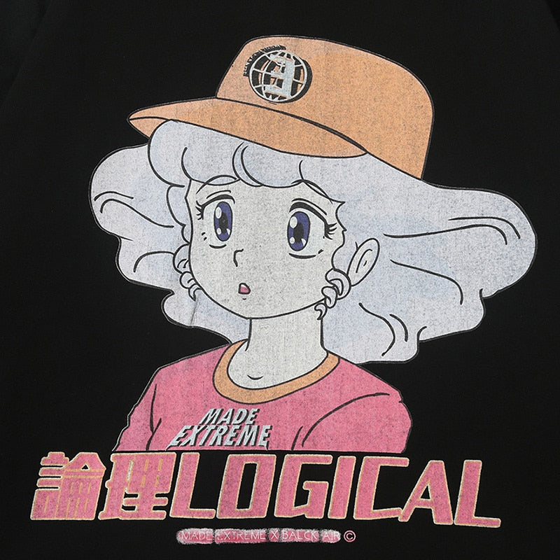 Men Hip Hop T Shirt Streetwear Cartoon Girl Print Harajuku Tshirt HipHop Oversize T-shirt Anime Cotton Tops Tee Long Sleeve | Vimost Shop.