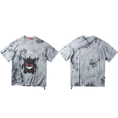 Men Hip Hop T Shirt Tie Dye Devil Print Oversize T-Shirt Streetwear HipHop Loose Tshirt Summer Short Sleeve Tops Tee Cotton