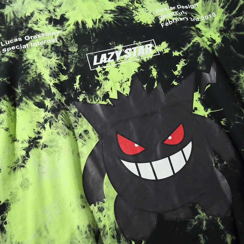 Men Hip Hop T Shirt Tie Dye Devil Print Oversize T-Shirt Streetwear HipHop Loose Tshirt Summer Short Sleeve Tops Tee Cotton | Vimost Shop.