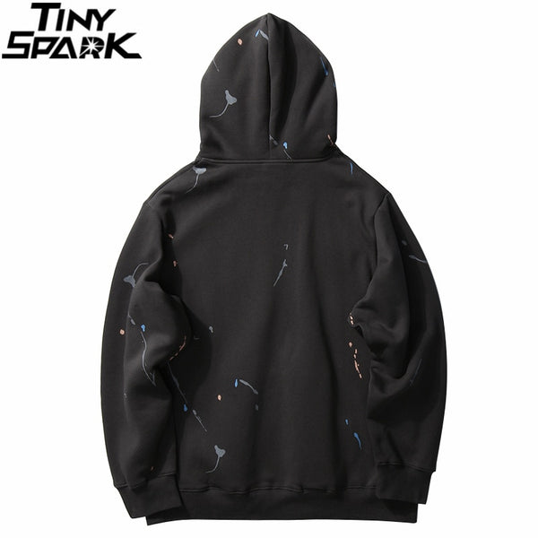 Men Streetwear Graffiti Ink Harajuku Hoodie Sweatshirt Hip Hop Loose Pullover Hoodie Cotton Winter Fleece Hooded Sweatshirt | Vimost Shop.