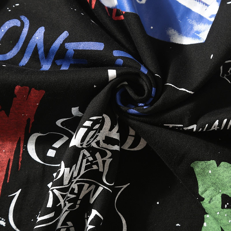 Men Streetwear Hip Hop Graffiti T Shirt Long Sleeve Harajuku Tshirt Oversized Autumn Loose T-shirt Cotton Causal Tops Tees | Vimost Shop.