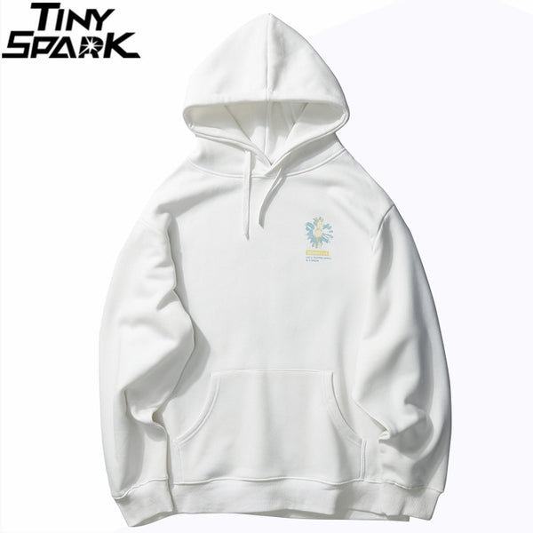 Men Streetwear Hip Hop Hoodie Sweatshirt Daisy Flower Winter Fleece Hoodie Pullover Cotton Harajuku Floral Sweatshirt Loose | Vimost Shop.