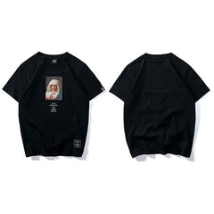 Summer Men's T Shirts Virgin Mary Printed Casual Short Sleeve T-Shirt Cotton Hip Hop Tops Tee Fashion Streetwear Tshirt New
