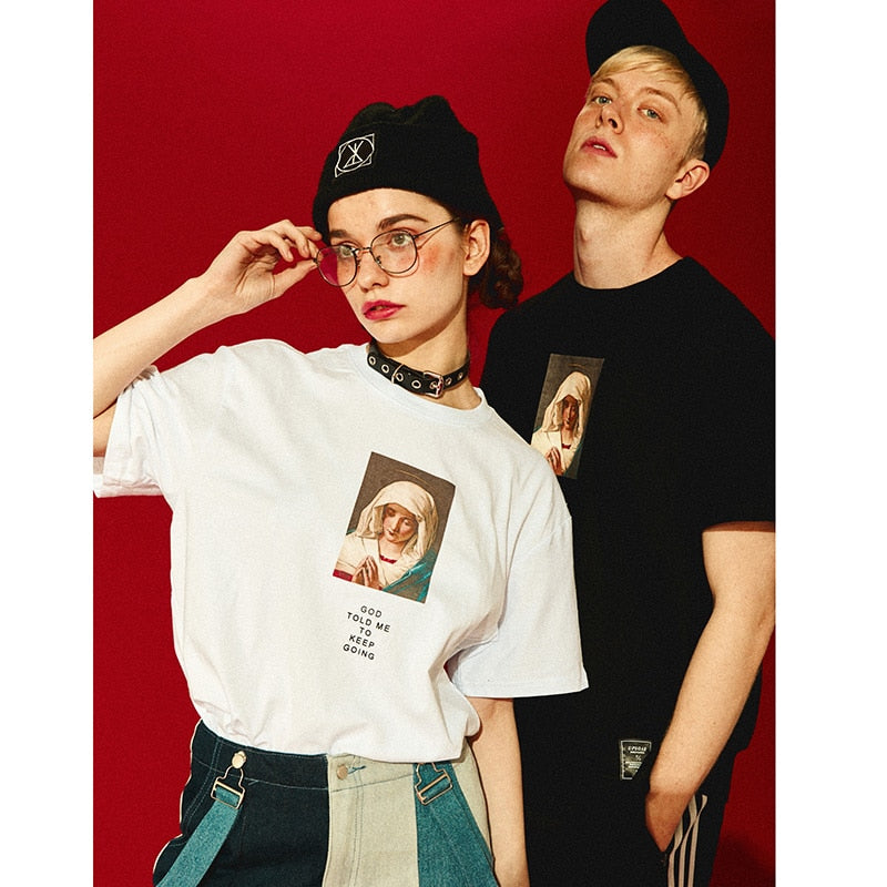 Summer Men's T Shirts Virgin Mary Printed Casual Short Sleeve T-Shirt Cotton Hip Hop Tops Tee Fashion Streetwear Tshirt New | Vimost Shop.