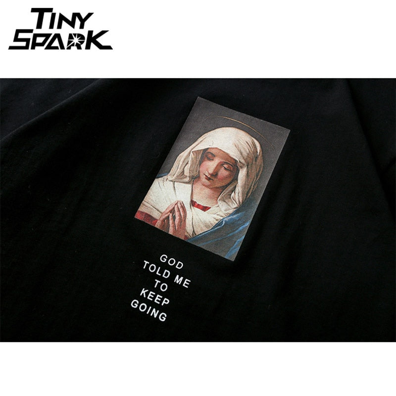 Summer Men's T Shirts Virgin Mary Printed Casual Short Sleeve T-Shirt Cotton Hip Hop Tops Tee Fashion Streetwear Tshirt New | Vimost Shop.