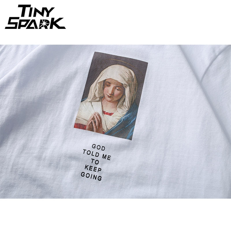 Summer Men's T Shirts Virgin Mary Printed Casual Short Sleeve T-Shirt Cotton Hip Hop Tops Tee Fashion Streetwear Tshirt New | Vimost Shop.