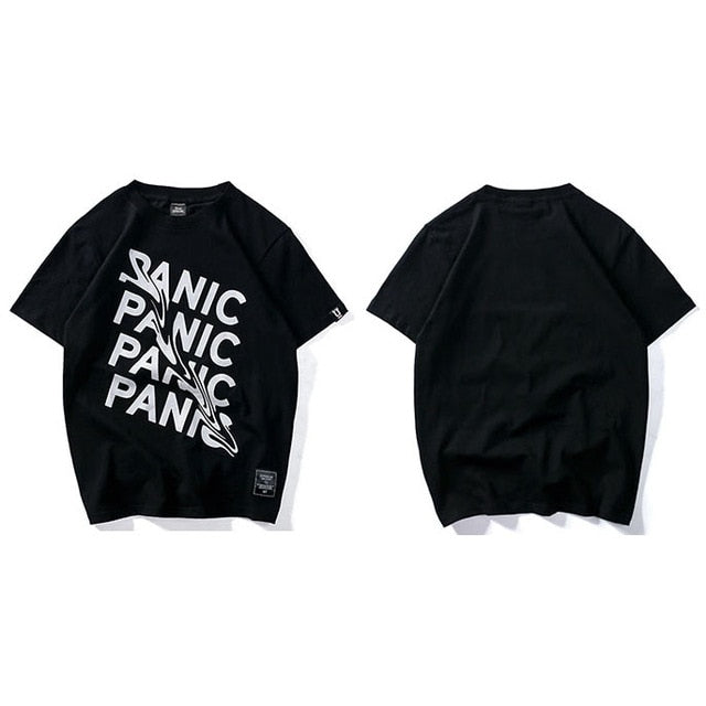 Summer T Shirt Panic Letter Print Short Sleeve Hip Hop Funny T-Shirt Streetwear Casual Tshirts Cotton Tops Tee New Fashion | Vimost Shop.