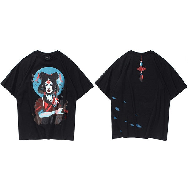 Ancient Girl Chinese Knot Print Men Hip Hop T-Shirts Harajuku Streetwear Summer Tshirt Short Sleeve Cotton Tops Tee | Vimost Shop.