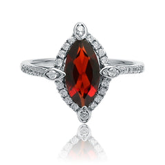 2.11Ct Marquise Natural Red Garnet Gemstone Ring 925 Sterling Silver Fine Jewelry For Women Drop Shipping