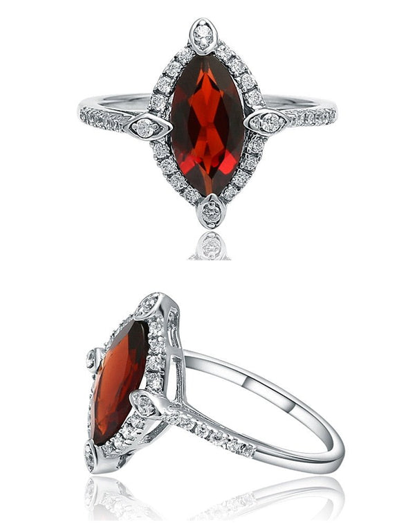 2.11Ct Marquise Natural Red Garnet Gemstone Ring 925 Sterling Silver Fine Jewelry For Women Drop Shipping - Vimost Shop
