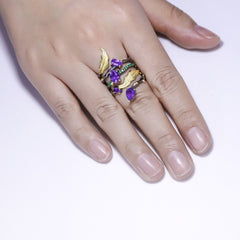 2.26Ct Natural Amethyst Gemstone Finger Ring 925 Sterling Sliver Vintage Neo-Gothic Rings For Women Fine Jewelry