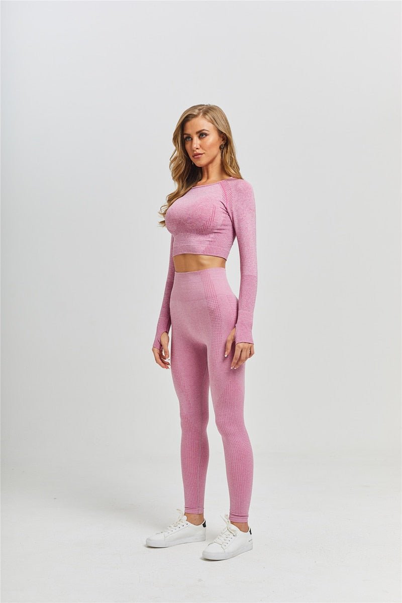 2/3/5PCS Seamless Women Yoga Set Workout Sportswear Gym Clothing Fitness Long Sleeve Crop Top High Waist Leggings Sports Suits - Vimost Shop