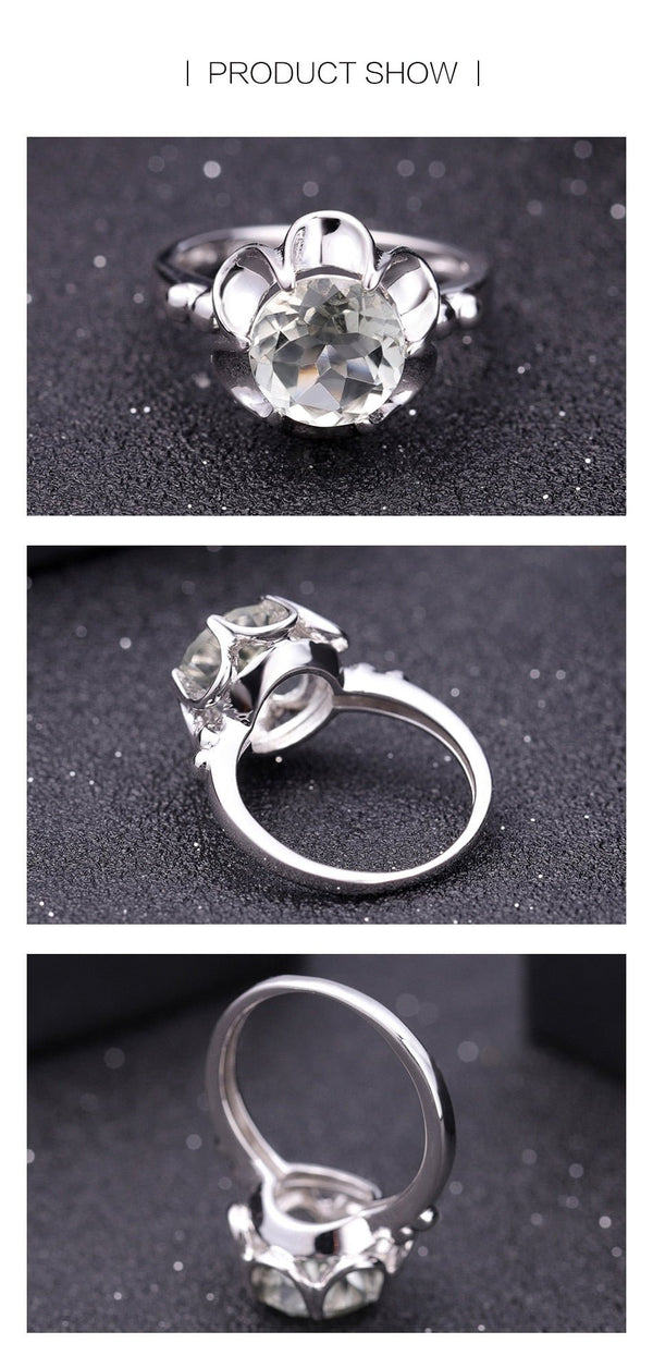 2.73Ct Natural Green Amethyst Engagement Ring For Women 925 Sterling Silver Gemstone Finger Rings Fine Jewelry - Vimost Shop