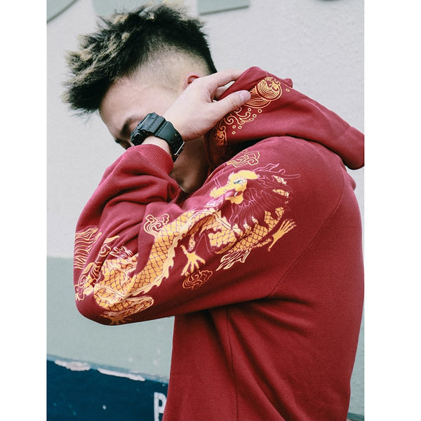 Ancient Chinese Dragon Print Fashion Hoodie Streetwear Mens Hip Hop Hoodie Sweatshirt Casual Black Pullover Cotton Autumn | Vimost Shop.