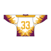 SUBLIMATED HAWKS TEAM DESIGN HOCKEY JERSEY WHITE YELLOW PURPLE | Vimost Shop.